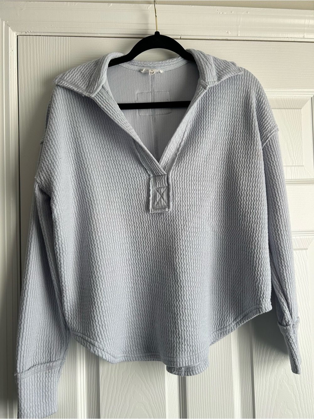 Blu Pepper Pale Blue Waffle Knit Top